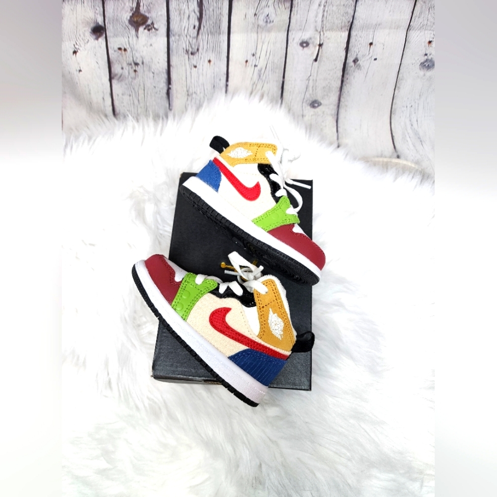 Boys Jordan's multi-colored, size 6c, Red,white,black